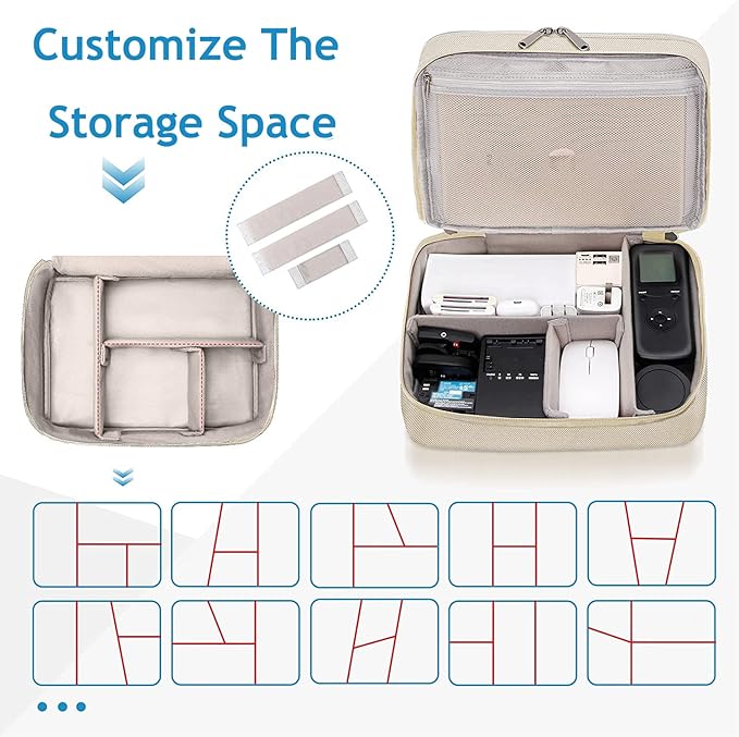OliviaLiving Electronics Travel Organizer, Double Layer Cable Organizer Bag Waterproof Electronics Accessories Storage Bag for Charger, Phone, Power Bank, Hard Drive, Cord, Tablet