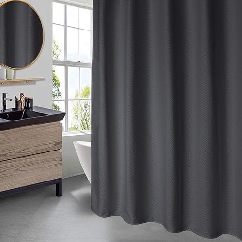 AooHome Extra Long Shower Curtain, Fabric Bathroom Curtain Waffle Weave Decor with Hooks, Weighted Hem, Heavy Duty, Water Repellent, Charcoal, 72x78 Inch