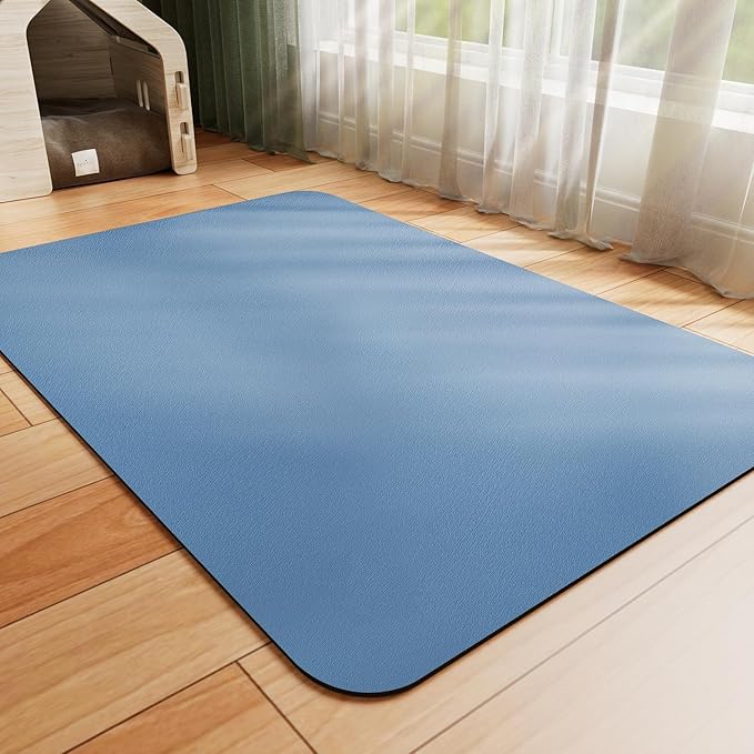 HotLive Dog Food Mat - Absorbent Cat Mat for Food and Water, No Stains Pet Feeding Bowl Mat, Easy to Clean Pet Placemats, Quick Dry Dog Water Dispenser Mat for Messy Drinkers | Blue 24"x36"