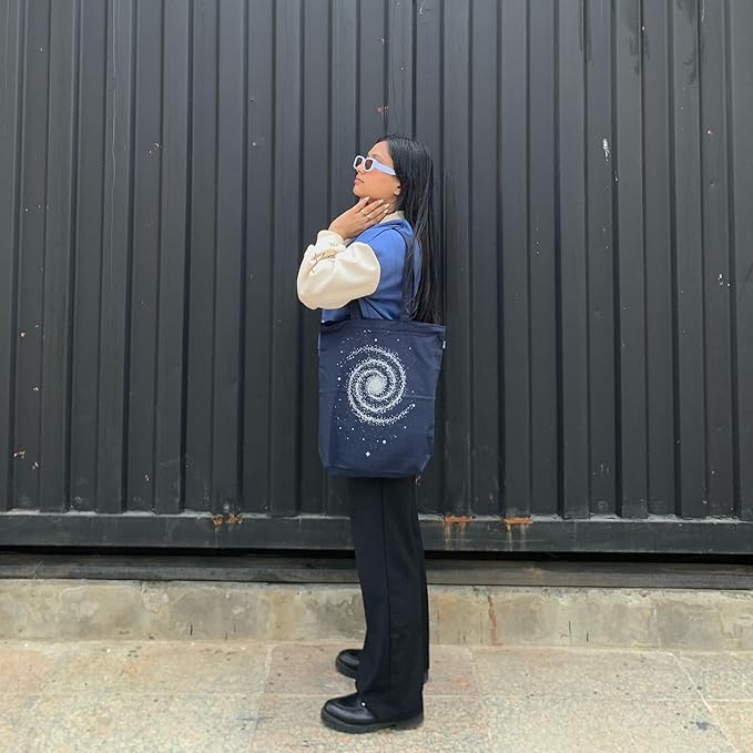Ecoright Tote Bag for Women with Zipper, Small Tote Bag, Canvas Bag, Reusable Cotton Bag for Beach, Grocery, School & Work