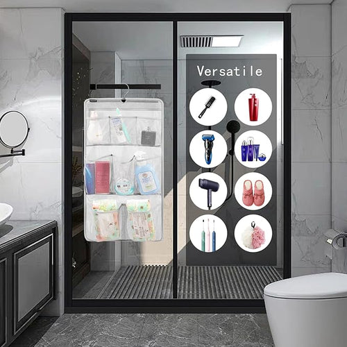 ANZORG Mesh Shower Organizer Hanging Caddy Quick Dry Bathroom Storage for Toiletry Accessories with Rotating Hanger (8 Pockets)