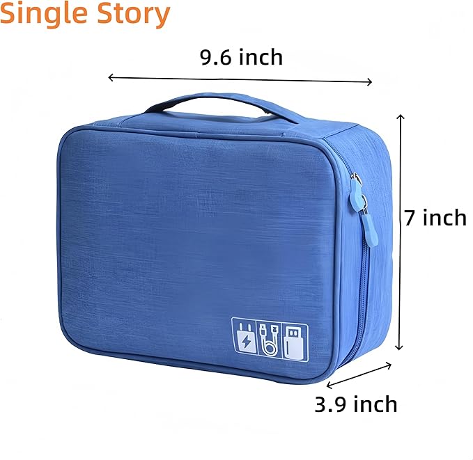 3-Wfinfing Travel Cable Organizer Pouch Electronic Accessories Carry Case Portable Waterproof All-in-One Storage Bag for Cord, Charger, Phone (Azure blue single)