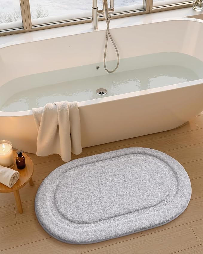 Color&Geometry White Bathroom Rugs, Non Slip, Absorbent, Soft, Washable, Thick Bath Mat, 24"x43" Small Bath Rug Bath Mats for Bathroom Floor, Shower, Sink, Vanity