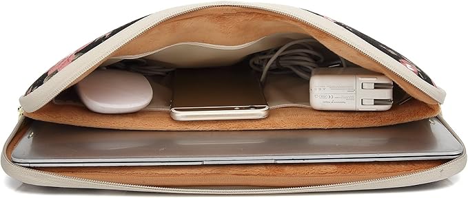 kayond Water-Resistant Canvas 13.3 Inch Laptop Sleeve-Black C Rose