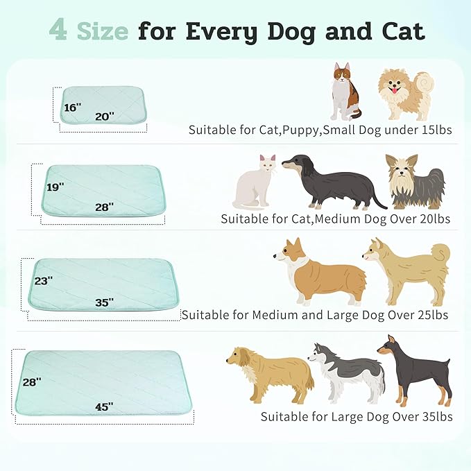 NWK Fluffy Self Warming Cat Mat, Cat Blanket, Thermal Dog Mat, Washable, Non-Slip Bottom for Sofa & Crate & Kennel & Car Seat (Mint Green, Large (35'' X 23'' X 0.4''))