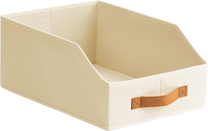 Homsorout Fabric Storage Bins for Organizing - 1 Pack Large Trapezoid Collapsible Storage Bins with Front Handle, Closet Organizers and Storage for Bedroom, Home Shelves, Small Spaces, Beige