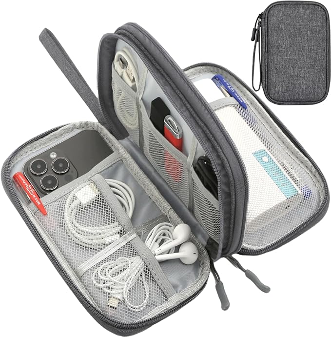 CAAORDKSO Travel Cord Organizer Electronics Organizer Travel Case, Travel Cable Organizer Bag Waterproof Portable Accessories Case for Cable, Charger, Phone, Power Bank, Earphone (Dark Gray, Large)