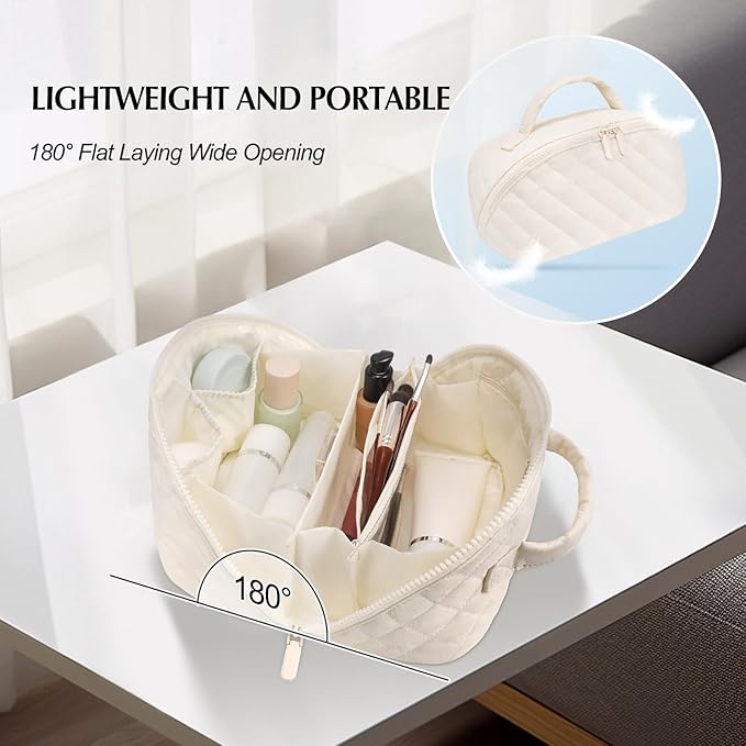 honitty Makeup Bag, Quilted Makeup Bag, Puffy Travel Make up Bags, Cosmetic Organizer Bag, Waterproof Toiletry Bag for Women
