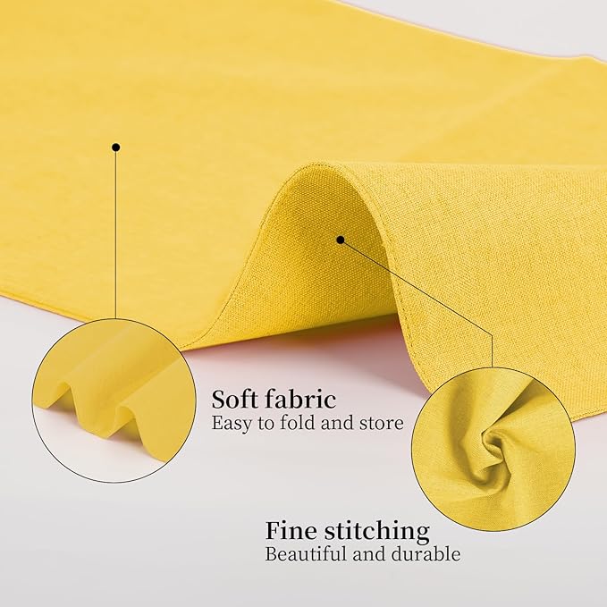 Placemats Set of 6 Linen Type Fabric Cloth Placemats, 19 x 13 Inch Double Layered Thick Wrinkle Free Heat Resistant Table Place, for Dining, Kitchen, Party (Yellow, 48 * 33cm)