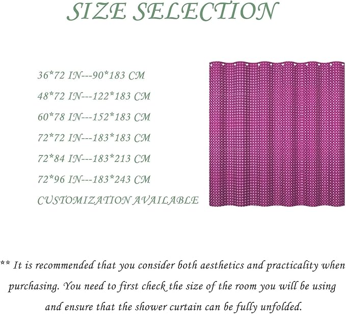 ggaimwf 36x72 Inch Solid Color Shower Curtain for Bathroom Waffle Bath Water Resistant Fabric Curtains Purple Modern Thick Shower Stall Curtain with Metal Hooks