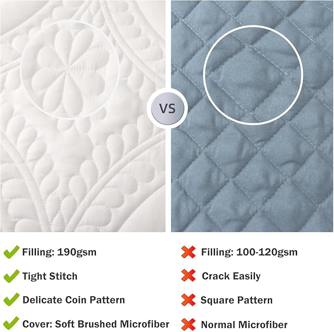 Cmfshape Oversize King Bedspread 120"x120",3 Piece California King Quilt,Lightweight Quilt Set for All Season,Modern Coin Pattern Bedding Set White