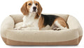 FURTIME Washable Dog Bed Medium Large Size Dogs, Rectangle Comfy Fluffy Pet Bed, Removable Zipper Cover Machine Wash, Soft Orthopedic Bed Durable Pet Cuddler with Anti-Slip Bottom, 30"x24"x8", Beige