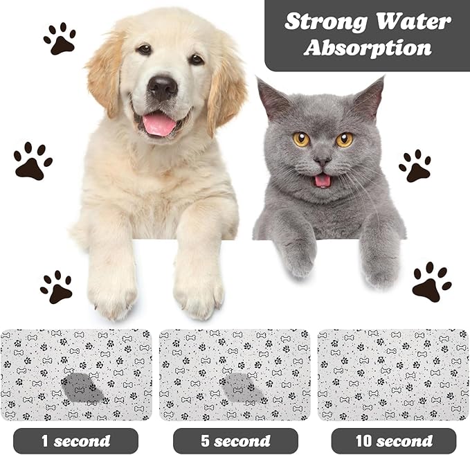 Dog Food Mats,Cat Absorbent Water Bowl Feeding Mats Pet Placemats for Food and Water Spot 16 * 24 inch