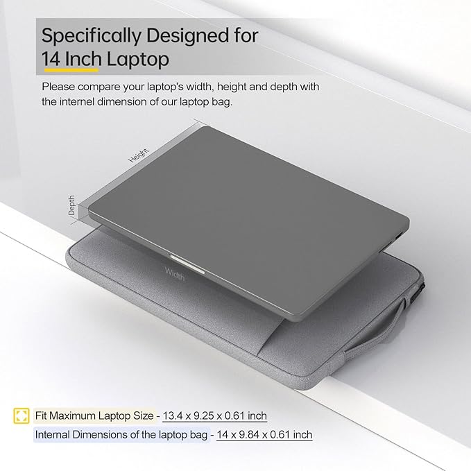 14 inch Chromebook Case Sleeve for HP Stream 14/ Chromebook x360/Elitebook/Omnibook 14, Lenovo Yoga/IdeaPad, Dell Inspiron Carrying Bag, Light Grey