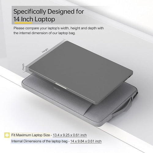14 inch Chromebook Case Sleeve for HP Stream 14/ Chromebook x360/Elitebook/Omnibook 14, Lenovo Yoga/IdeaPad, Dell Inspiron Carrying Bag, Light Grey