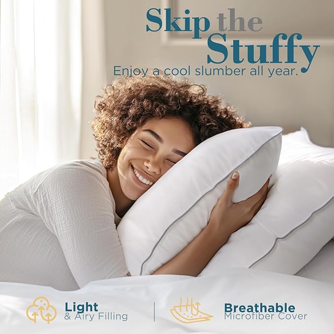 viewstar Bed Pillows King Size Set of 2, Hotel Quality, Down Alternative Big Pillow for Back, Stomach or Side Sleepers, Firm