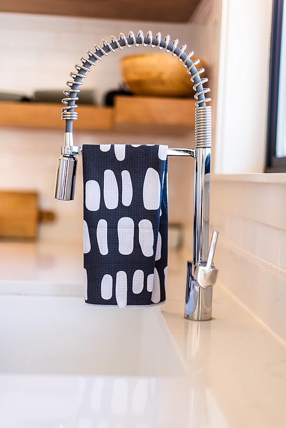 Desert Aqua 2 Pack Double Sided Kitchen Towels || Dish Towels ||Quick Dry || Designer Prints || Highly Absorbent || Hanging Hook (Gray)