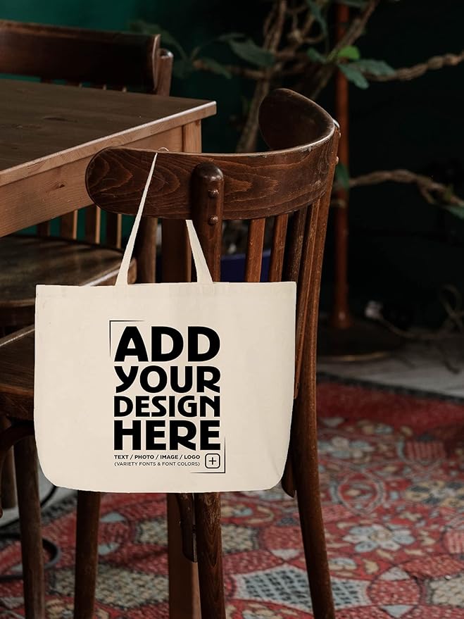 shop4ever Personalized Custom Design Your Own Jumbo Heavy Canvas Tote Reusable Shopping Bag