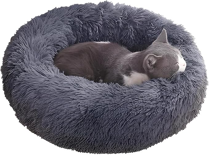 Aofast Calming Dog & Cat Bed for Extra Large Small Medium Sized Pet, Donut Washable Comfort Fluffy Warm Round Mat for Puppy Kitten, 8 Size Essentials Furniture Supplies Indoor