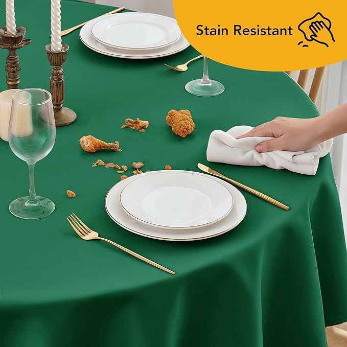10-Pack Hunter Green Round Tablecloths, 90 Inches, Stain-Resistant Polyester for 4-5 Ft Round Tables - Washable Table Covers for Weddings, Banquets, Birthday Parties, Events