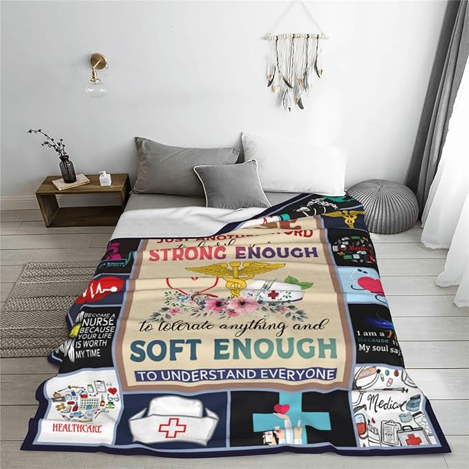 Nurse Blanket, Nursing Throw Blanket, Retirement Gifts, Soft Fleece Flannel Bedding Gifts for Men Women Girls Adults Stuff Plush for Couch Sofa Bed Office Room Decor 40"X50"