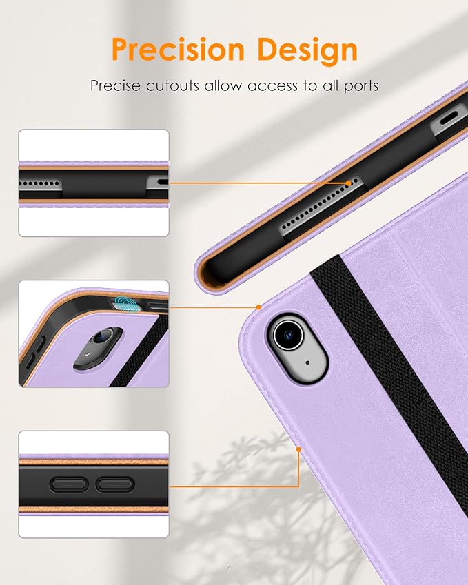 DTTO for iPad (A16) 11th Generation Case 11 Inch 2025, iPad 10th Generation Case 10.9 Inch 2022, Premium Leather Business Folio Stand Cover with Pencil Holder - Auto Wake/Sleep, Lavender