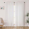 Lecloud Bessie Light Filtering Curtains 84 Inches Long 2 Panels, Faux Linen Textured Privacy Bedoom Curtains, Farmhouse Rod Pocket Window Curtain Drapes for Living Room, Each 50 W x 84 L, Natural