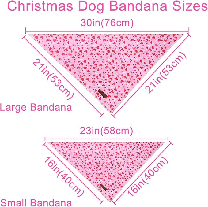 UP URARA PUP Valentine Dog Bandana - Pink Heart Triangle Bib Scarf for Small Medium Pets, Cotton Kerchief for Girl Boy Dogs or Cats, Red Puppy Bandana