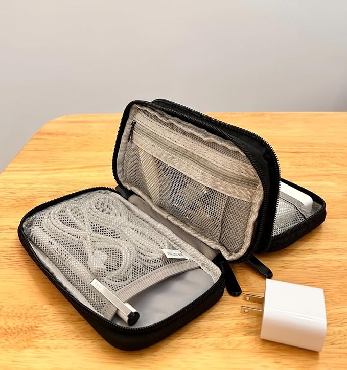 Zealearn Travel Tech Carrying Pouch - Portable Electronics Organizer Travel Case, Portable Tech Organizer, All-in-One Storage Bag for Charging Cable (Small, Black, Small)
