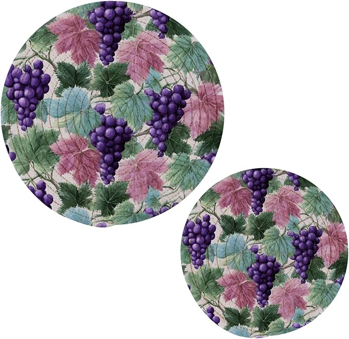 Boccsty Spring Summer Grape Trivets for Hot Pots and Pans Leaves Pot Holders 2PCS Hot Pads Kitchen Pot Holder for Counter Table Countertop Farmhouse