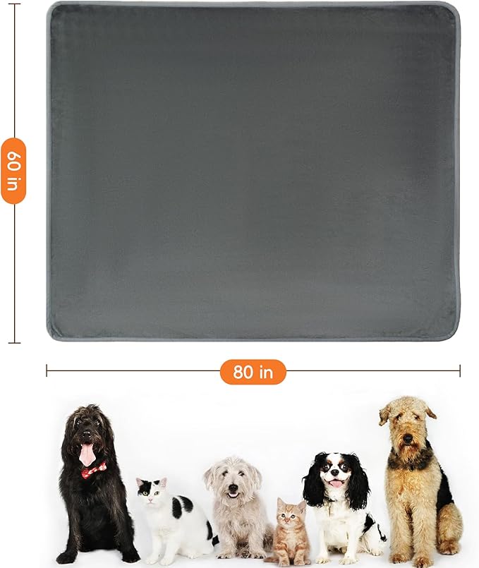 CAPT.SNOOZE Waterproof Dog Blankets Dark Grey Pet Blanket 60"x80", Soft Fluffy Sofa Car Bed Protector, Reversible Leakproof Flannel Washable Dog Blanket for Large Dogs