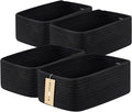 MiniArk Small Storage Baskets for Organizing | Closet Organizer Bins | Shelf Toy Basket | Woven Rope Baskets | Cube Decorative Box | Shallow Basket | 13x8.5x5.1” | 4 Packs Black