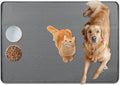 Bartuke Cat Food Mat, 34" x 22" Large Silicone Pet Feeding Mat for Food and Water Bowls Non-Slip, Easy to Clean (Dark Grey)