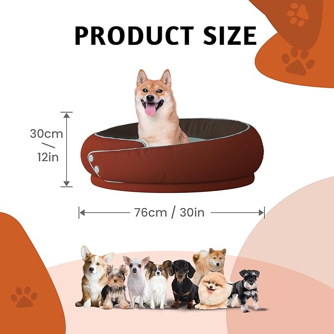 LELEFIDO Round Orthopedic Dog Bed, Medium Pet Bed with Supportive Foam, Soft and Cozy Cushion for Anxiety Relief, Removable & Washable Cover, Comfortable Sofa-Style Bed for Dogs and Cats