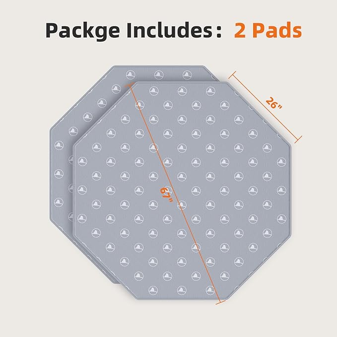 PJYuCien Washable Pee Pads for Dogs 2 Pack, 67" x 26" Octagonal Non-Slip and Leak-Proof Pee Mat, Puppy Training Pads for Whelping, Playpen, Crate, Bed （24/30/36/42'' 8 Panels Pen）