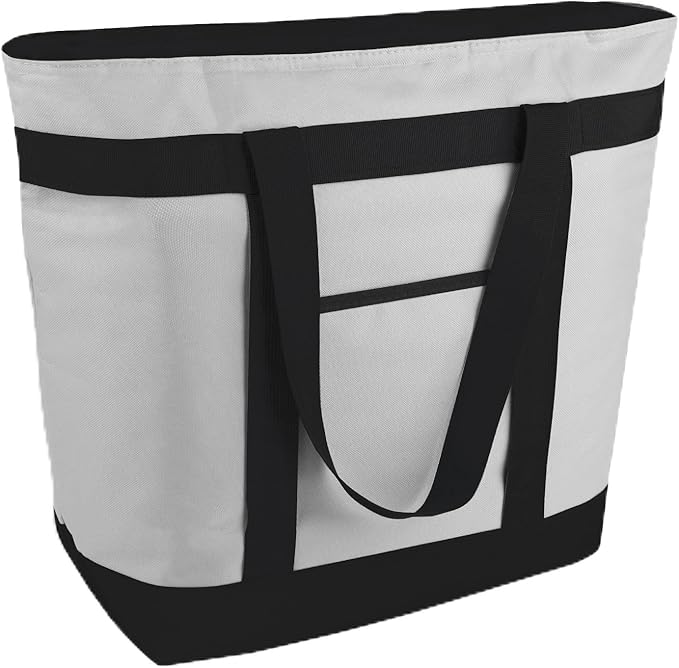 mosago Reusable Grocery Tote Bags, Insulated Cooler Shopping Bag for Women/Men, Pizza/Food Delivery Bags to Keep Food Hot/Cold for Uber Eats/Doordash/Grubub, Cooler Bag for Travel/Beach/Picnic, Grey