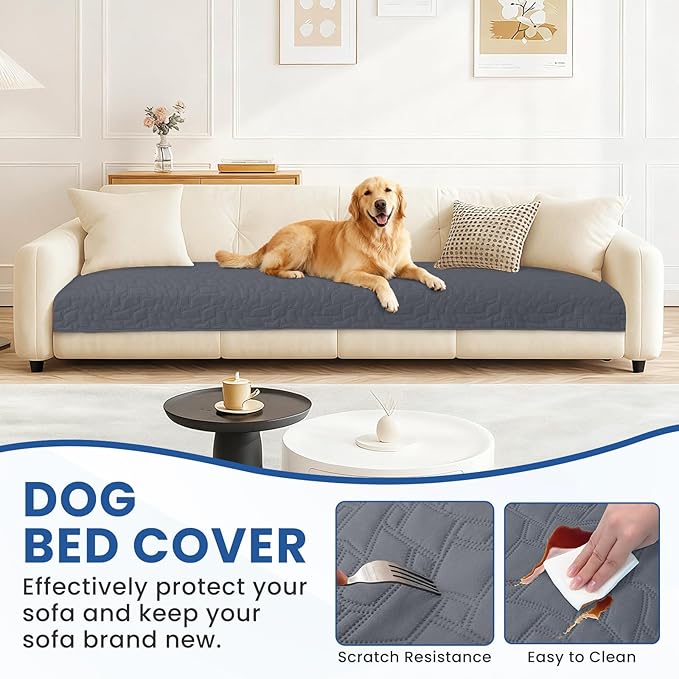 CYCMACO Waterproof Dog Bed Cover Pet Blanket, Soft Couch Cover for Dogs Washable, Non-Slip Dog Blanket Protect Furniture Couch Sofa Car for Puppy Large Dogs Cat (82x102 Inch, Dark Grey)