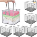 6 Pack Popup Laundry Hamper 13 Inch Collapsibles Laundry Baskets with Handles, Portable Mesh Dirty Clothes Baskets Single Layer Foldable Clothes Hamper for Washing Storage, Dorm and Travel Use (Gray)