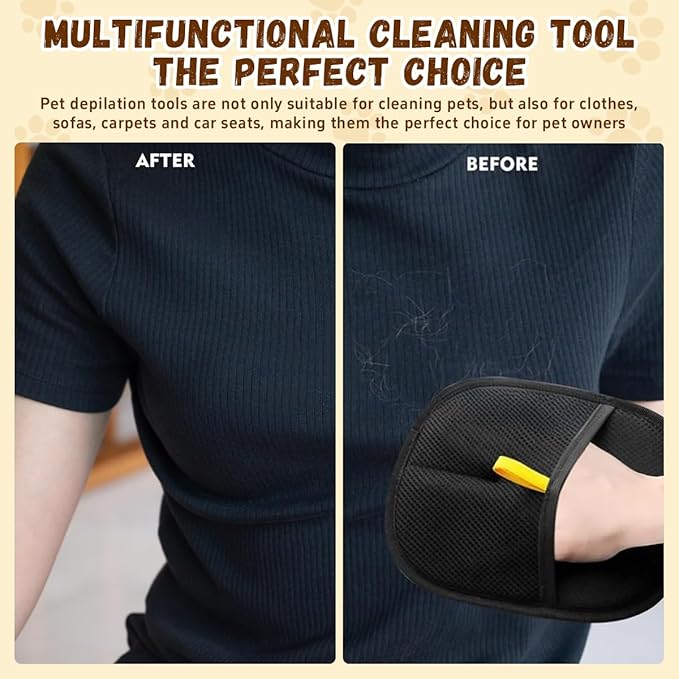 2PCS Pet Hair Removal Glove for Cats & Dogs,Electrostatic Pet Hair Removal Gloves,Reusable Pet Hair Removal Tool,Cat Grooming Gloves for Hair Removal for Couch, Furniture, Carpet, Curtain