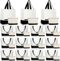 Sanwuta Canvas Tote Bags Bulk with Zipper Cosmetic Pouch 18.5" Reusable Cotton Shopping Bag with Handle for DIY Craft