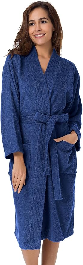SIORO Women Terry Cloth Bath Robes with Pockets, Soft Long Cotton plush Kimono Wrap Bathrobe, Spa, Fuzzy Female nightgrown