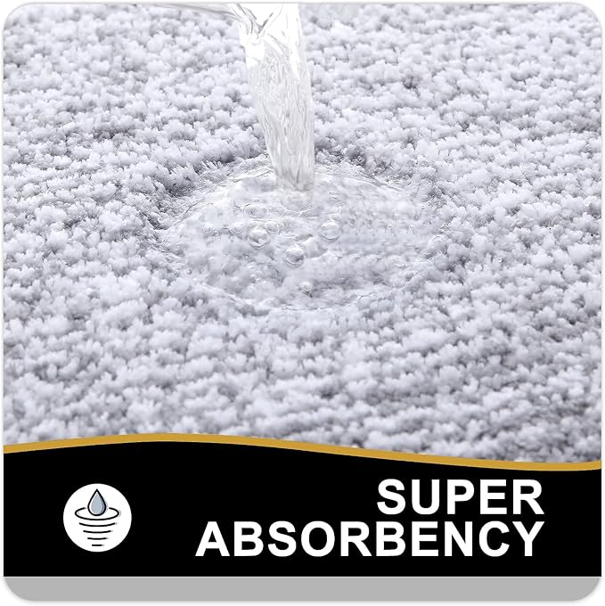 OLANLY Bathroom Rugs 30x20, Extra Soft and Absorbent Microfiber Bath Mat, Non-Slip, Machine Washable, Quick Dry Shaggy Bath Carpet, Suitable for Bathroom Floor, Tub, Shower (Medium, Grey)