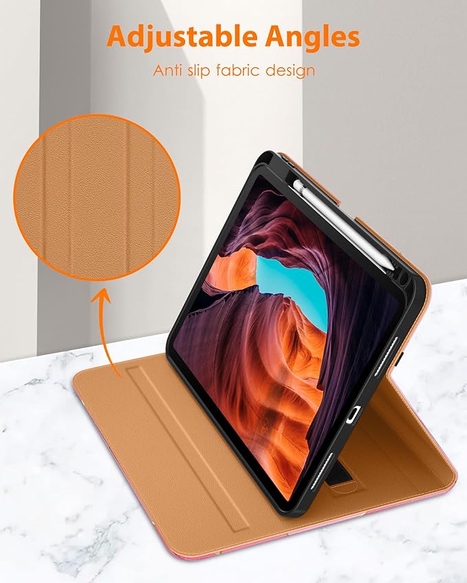 DTTO for iPad (A16) 11th Generation Case 11 Inch 2025, iPad 10th Generation Case 10.9 Inch 2022, Premium Leather Business Folio Stand Cover with Pencil Holder - Auto Wake/Sleep, Abstract Polygons