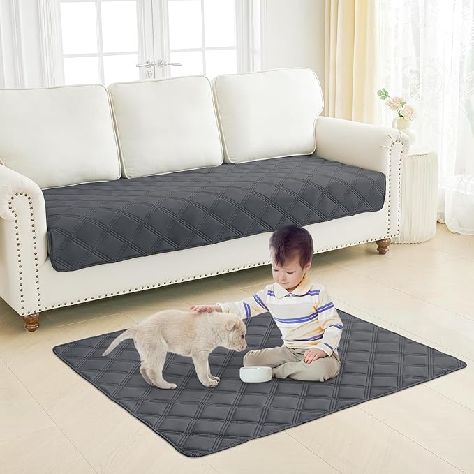Smiry Waterproof Dog Bed Cover Blanket 30x53, Soft Reversible Pet Blanket, Washable Leakproof Cats Dogs Couch Cover for Sofa, Couch, Furniture, Lattice, Dark Grey/Dark Grey