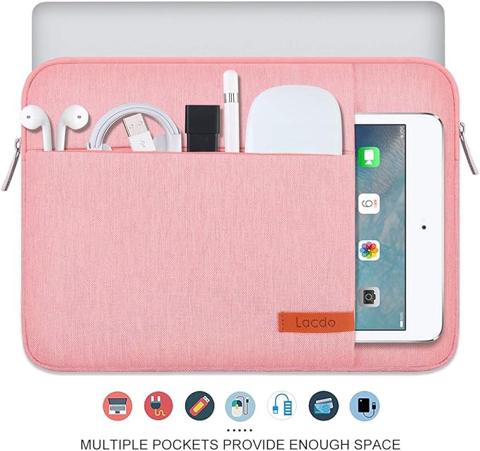 Lacdo Laptop Sleeve Case for 14 inch New MacBook Pro M5/M4/M3/M2/M1 Chips Pro Max A3434 A3112 A3401 A3185 A2918 A2992 2025-2021, 13.8" 13.5" Microsoft Surface Laptop 7th 6 5 4 3 Computer Bag, Peach