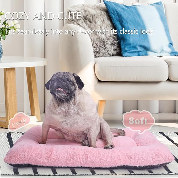 zihapgpzp 30 Inch Dog Crate Bed Pink for Medium Dogs Up to 30 lbs,Soft Cute Crate Pads for Dog Cages Washable & Anti-Slip Pet Kennel Pad for Dogs Cozy Sleeping Mat,30" x 19"