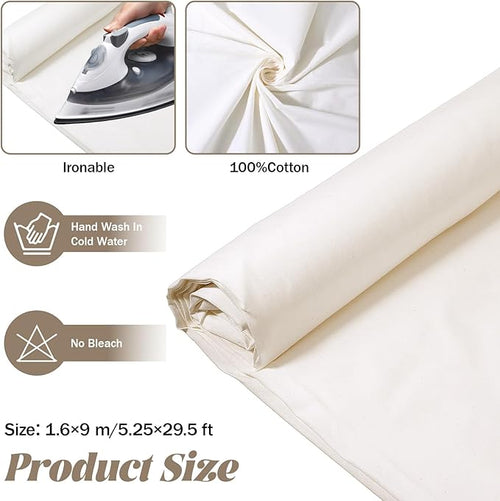 10 Yards x 63 Inches Cotton Muslin Fabric, Natural Unbleached Muslin Linen Fabric by The Yard, Medium Weight Draping Fabrics for Sewing Material Quilting Apparel Cloth