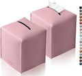 Tclouda Tissue Box Cover for PU Leather, Modern Simple Solid Color Holder Square Tissue Bag, Ideal for Bathrooms,Office,Car,Nightstand,Outdoor Tent,Dining Table,5"X5"X5", Double Pink