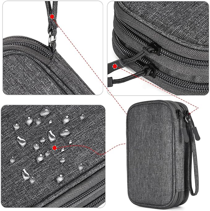 CAAORDKSO Travel Cord Organizer Electronics Organizer Travel Case, Travel Cable Organizer Bag Waterproof Portable Accessories Case for Cable, Charger, Phone, Power Bank, Earphone (Dark Gray, Large)