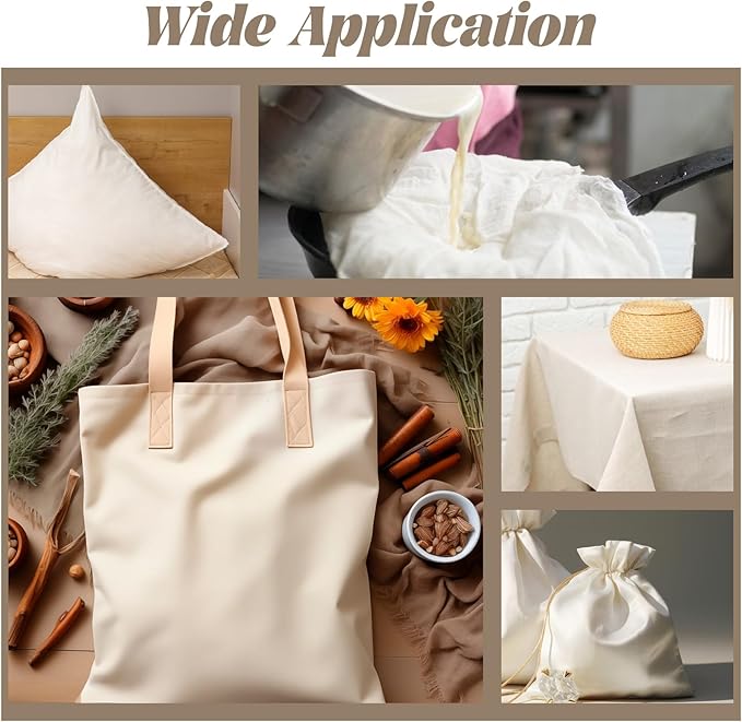 10 Yards x 63 Inches Cotton Muslin Fabric, Natural Unbleached Muslin Linen Fabric by The Yard, Medium Weight Draping Fabrics for Sewing Material Quilting Apparel Cloth